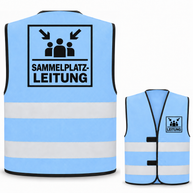 Sammelplatzleitung-Warnweste – Himmelblau – Vorder- und Rückseite