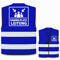 Sammelplatzleitung-Warnweste – Königsblau – Vorder- und Rückseite