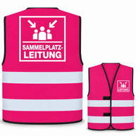 Sammelplatzleitung-Warnweste – Magenta – Vorder- und Rückseite