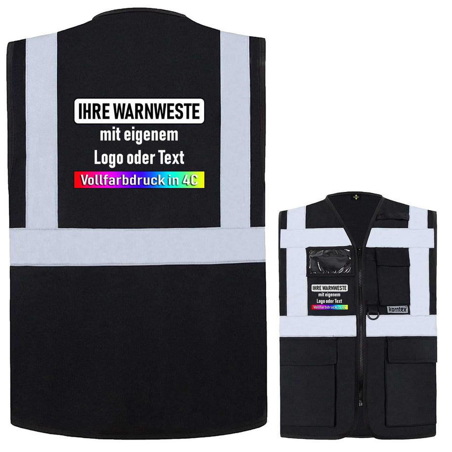 Korntex Multifunktionsweste Berlin mit Reißverschluss, Taschen und Leuchtstreifen in verschiedenen Farben und Größen