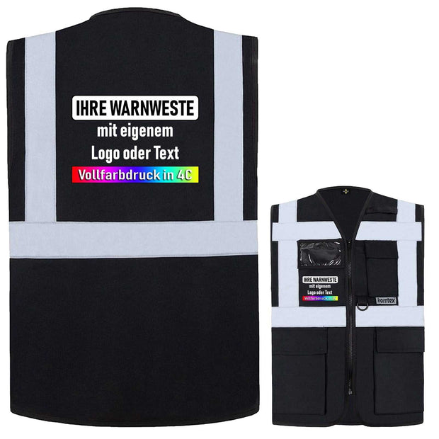 Korntex Multifunktionsweste Berlin mit Reißverschluss, Taschen und Leuchtstreifen in verschiedenen Farben und Größen