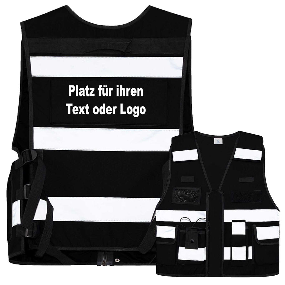 Tactical Weste Bonn aus dickem Stoff mit vielen Taschen, Patches und Flauschband, ideal für Security und Einsatzkräfte