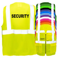 Security-Multifunktionsweste mit Taschen, Reißverschluss und reflektierendem Druck in verschiedenen Farben und Größen