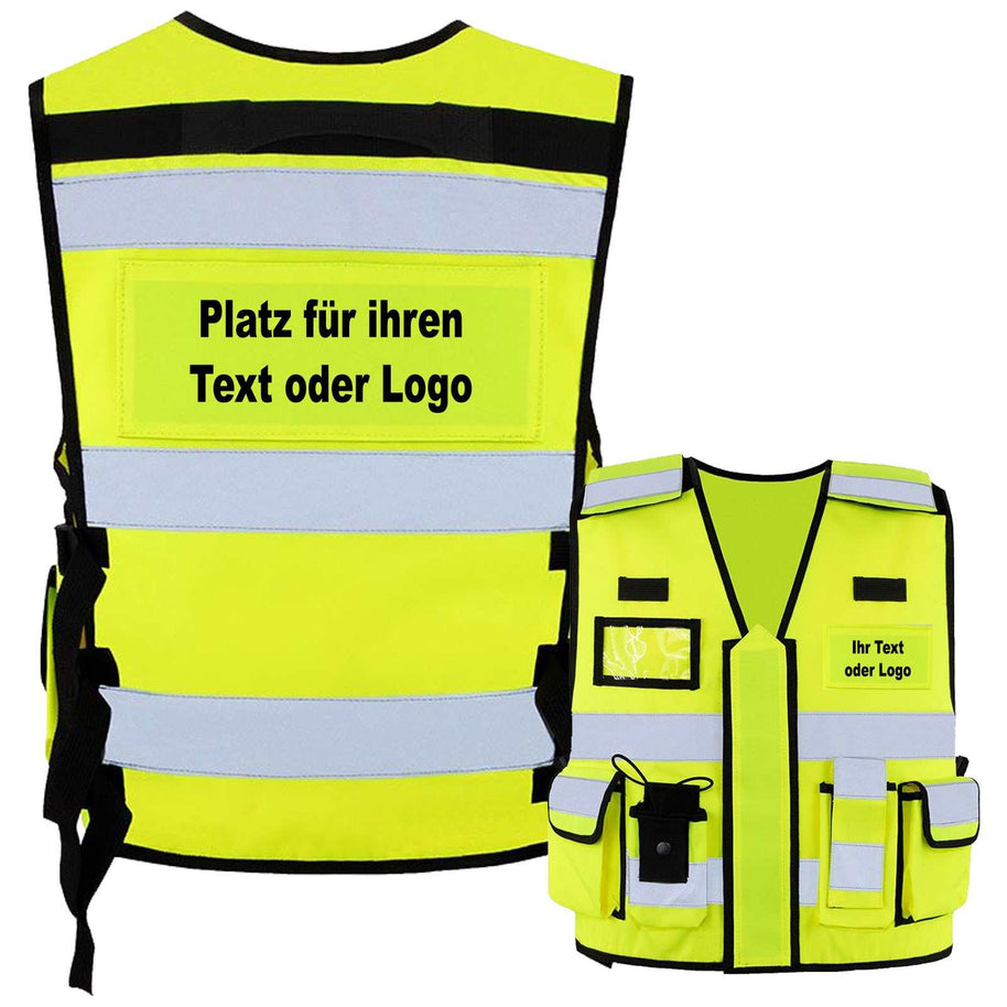 Tactical Weste Bonn aus dickem Stoff mit vielen Taschen, Patches und Flauschband, ideal für Security und Einsatzkräfte