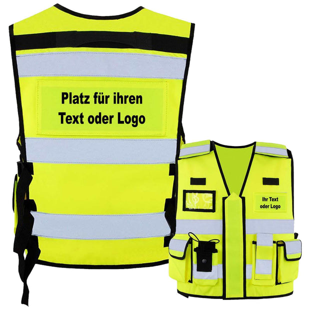 Tactical Weste Bonn aus dickem Stoff mit vielen Taschen, Patches und Flauschband, ideal für Security und Einsatzkräfte