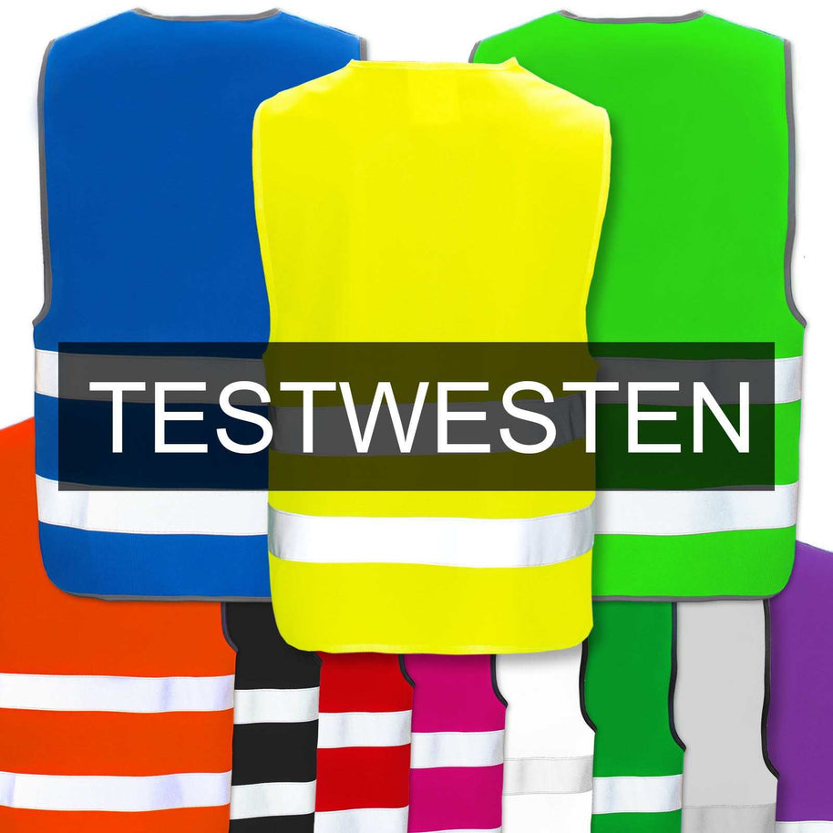 Kinder-Warnwesten Testmuster mit zwei Leuchtstreifen für Kita und Grundschule in verschiedenen Größen
