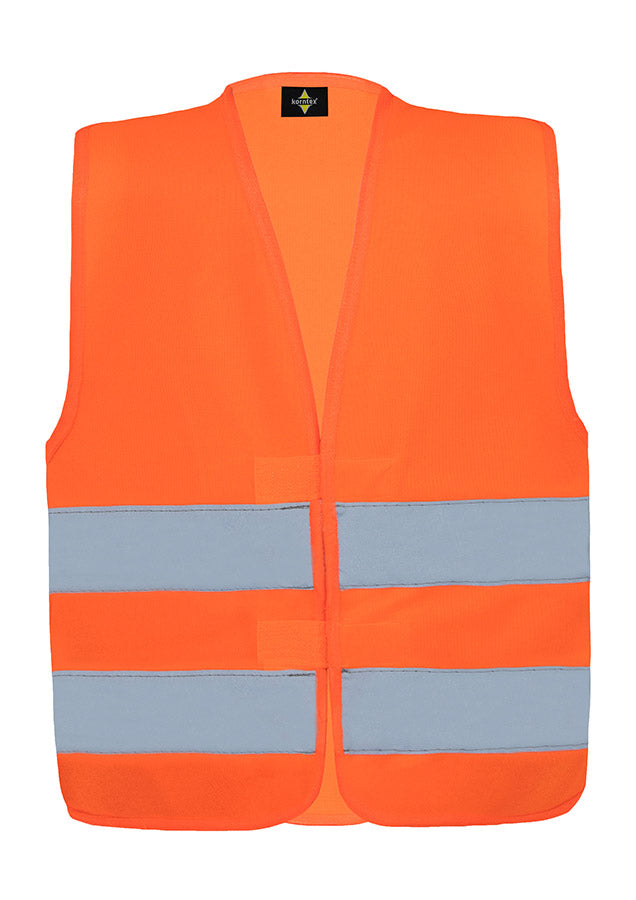 Korntex Kinderweste Aarhus in Orange – Vorderseite mit Klettverschluss
