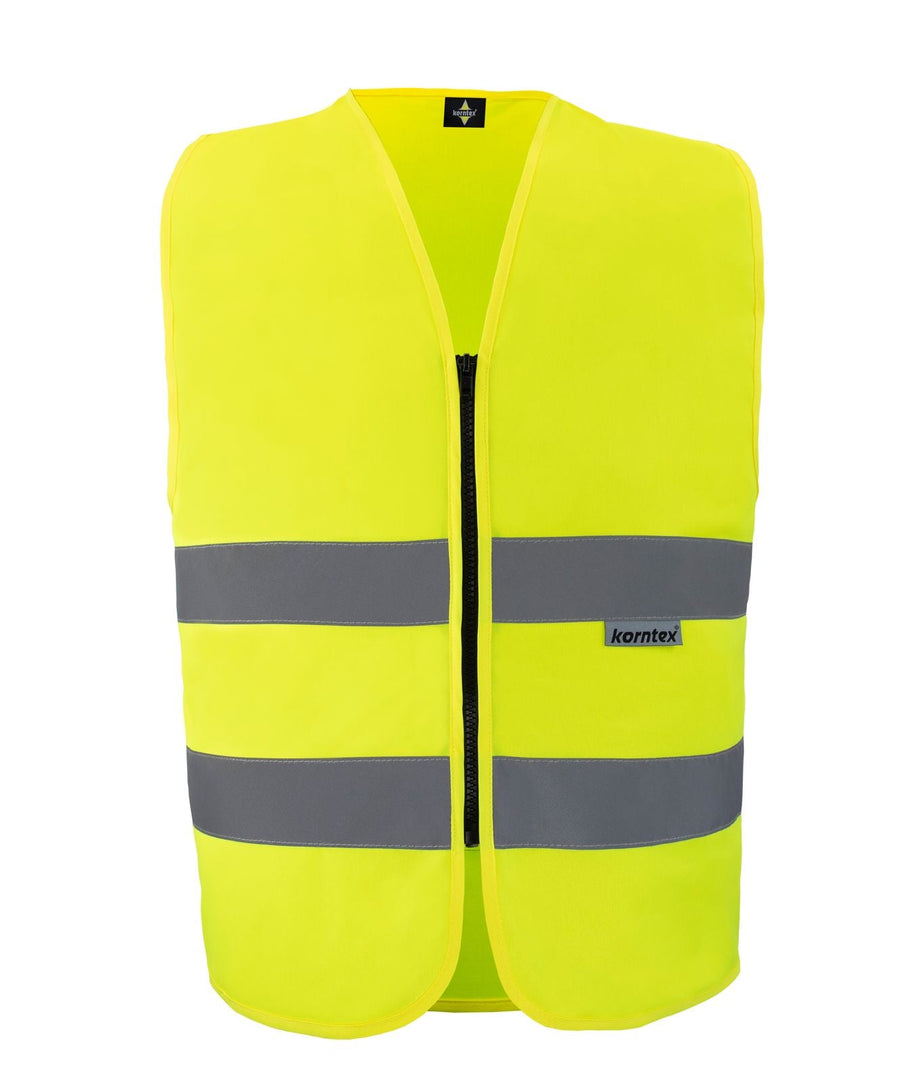 Test-Reißverschlußwesten bedruckt mit Namen, schwarze Motive, hochwertige Warnwesten aus Polyester, zertifiziert nach EN ISO 20471, Größen XS bis 5XL, Klettverschluss Front