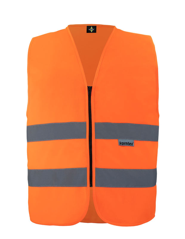 Test-Reißverschlußwesten bedruckt mit individuellem Namen und Logo in Schwarz