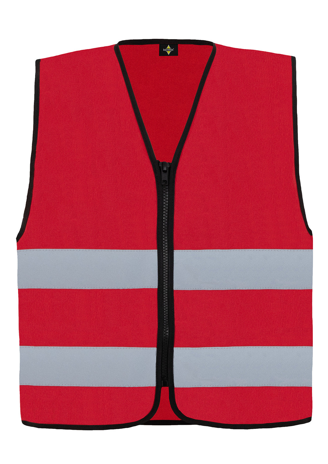 Test-Reißverschlußwesten bedruckt mit Namen und Logo in Standarddruck für schwarze Motive