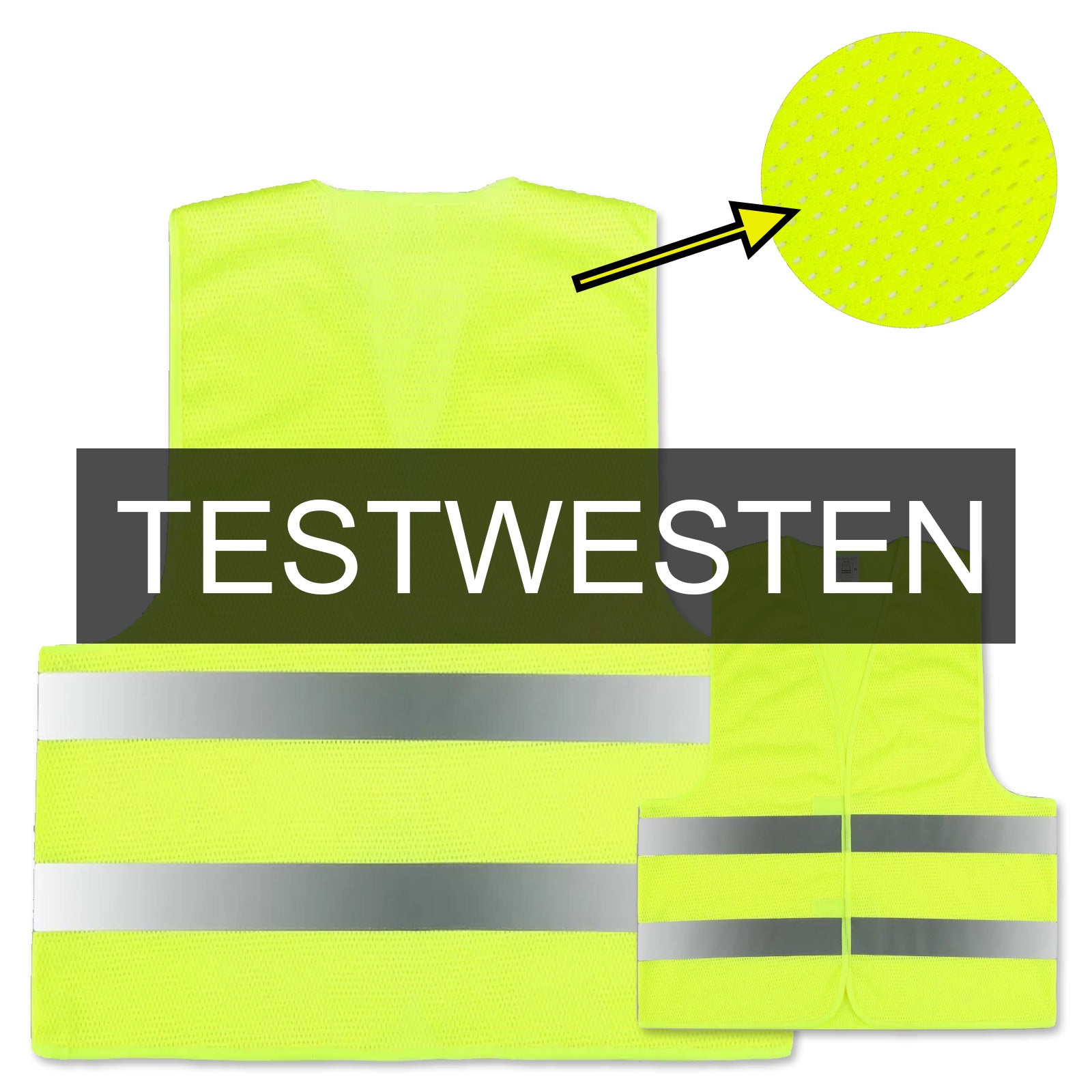 Unbedruckte EasyMesh Sommer-Mesh Test-Warnweste mit zwei Reflexstreifen