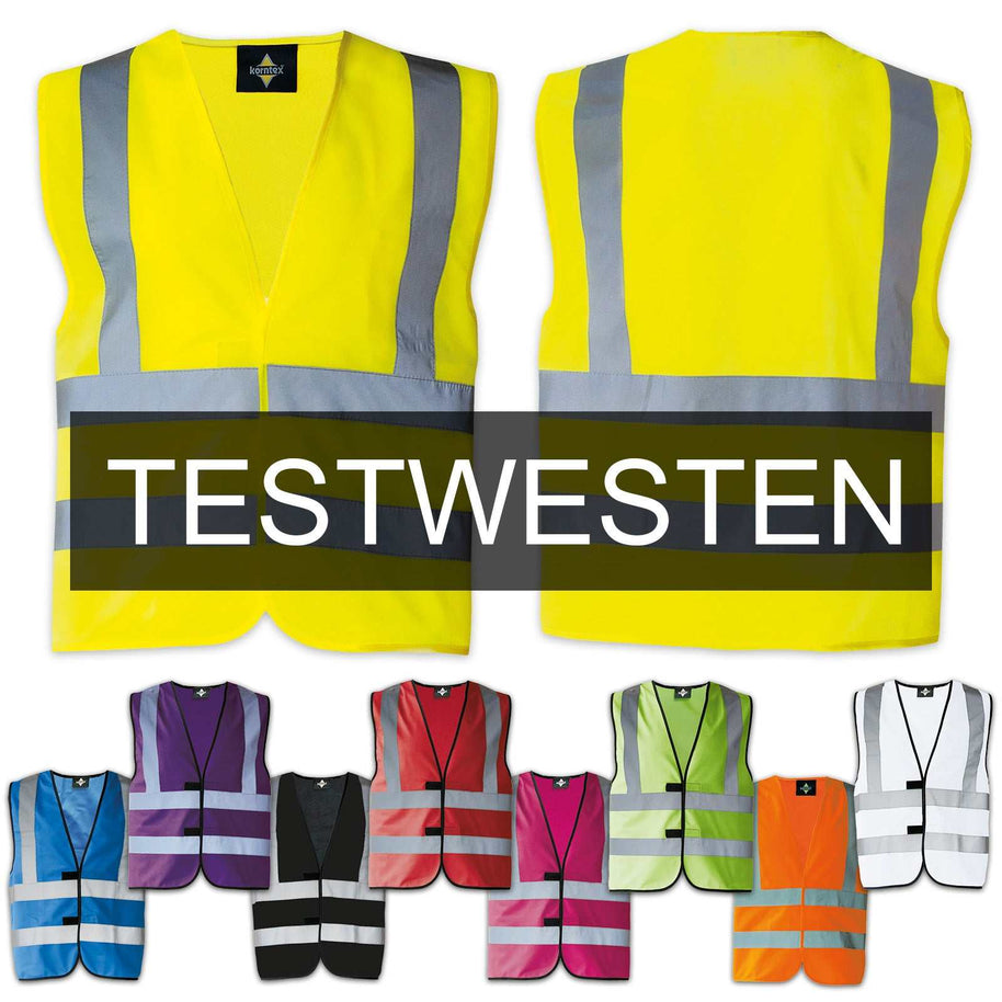 Korntex KXVR 4-Streifen Test-Warnwesten "Hannover" mit Schulterstreifen und Klett