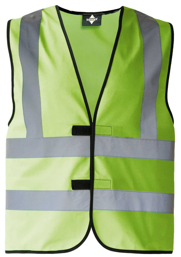 Warnweste mit Schulterstreifen Korntex KXVR 4-Streifen gelb mit Klettverschluss und EN ISO 20471 Zertifizierung