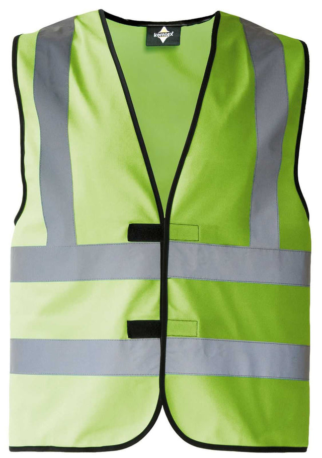 Warnweste mit Schulterstreifen Korntex KXVR 4-Streifen gelb mit Klettverschluss und EN ISO 20471 Zertifizierung