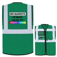Korntex Multifunktionsweste Berlin mit Taschen, Reißverschluss und Leuchtstreifen in verschiedenen Größen und Farben.