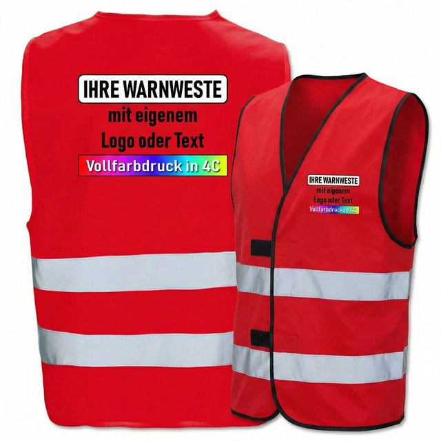 Korntex Warnweste Dortmund mit zwei Leuchtstreifen und Klettverschluss, optional bedruckbar