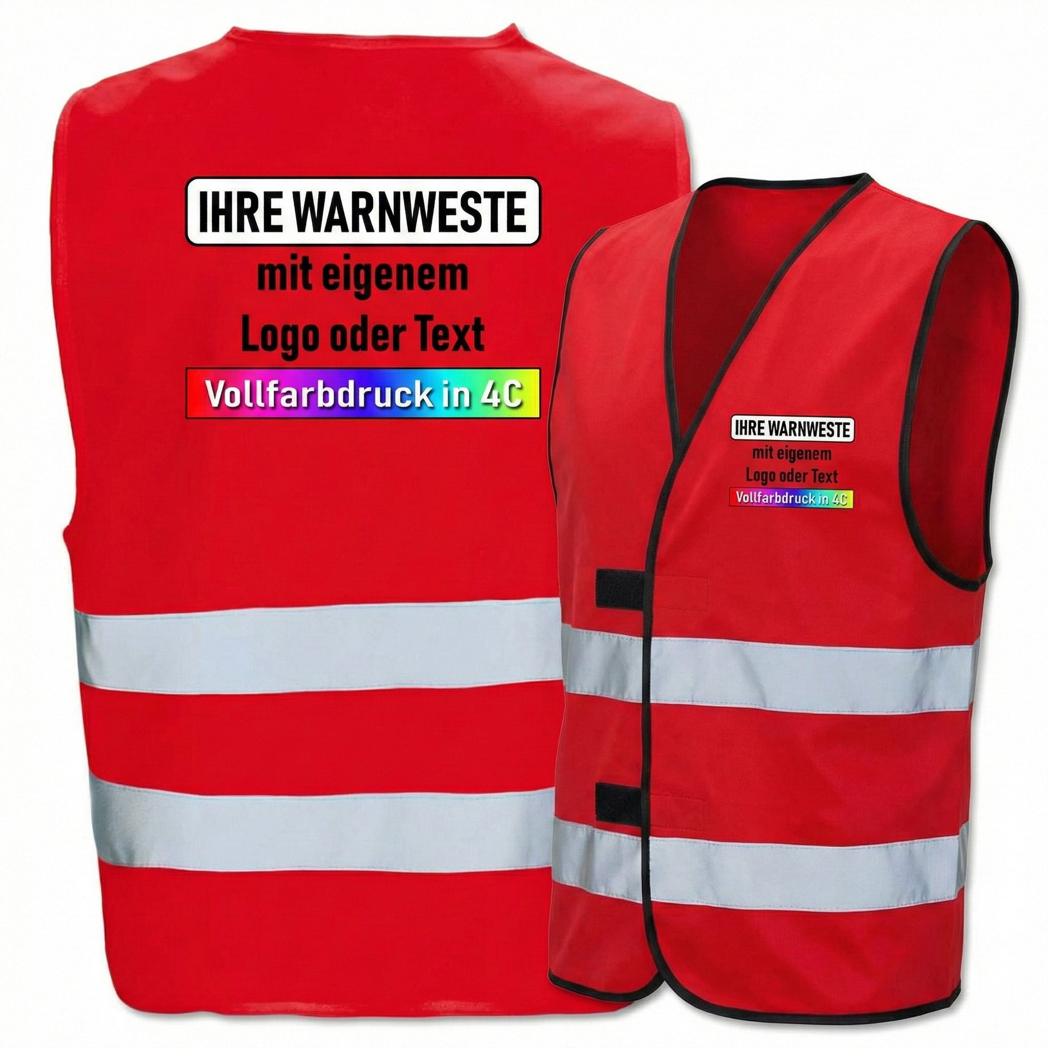 Korntex Warnweste Dortmund mit zwei Leuchtstreifen und Klettverschluss, zertifiziert nach EN 17353:2020, optional mit individuellem Druck