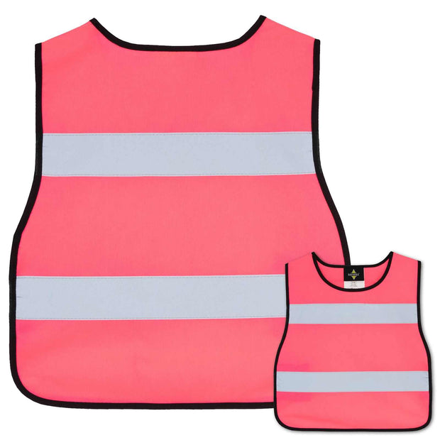 Kinder Warnwesten Poncho in neonpink mit reflektierenden Streifen, optional bedruckbar