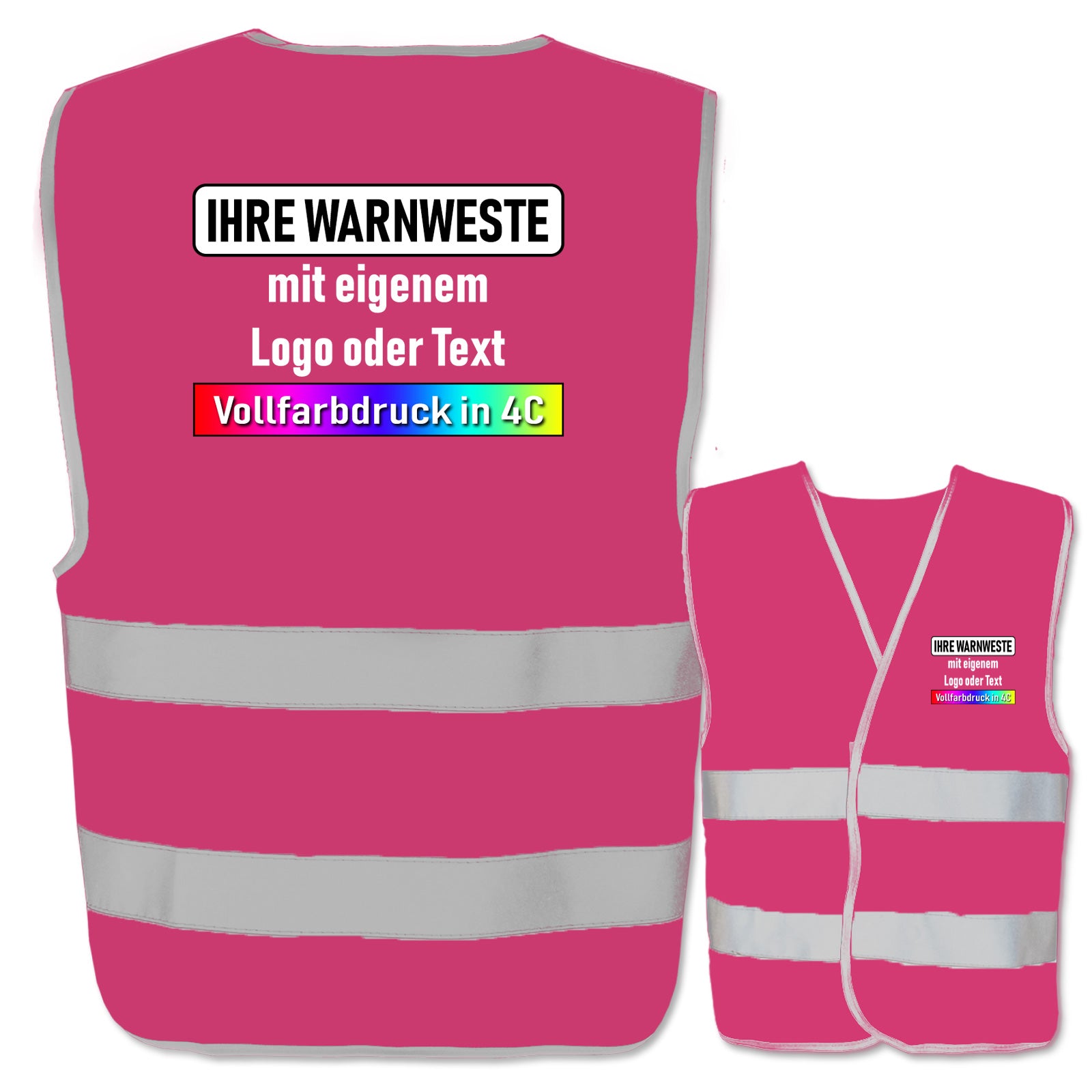 EasyMesh Warnwesten mit zwei Leuchtstreifen und Klettverschluss // viele Größen und Farben // optional mit Druck
