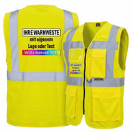Korntex Multifunktionsweste Berlin mit Taschen, Reißverschluss und Leuchtstreifen in verschiedenen Farben und Größen