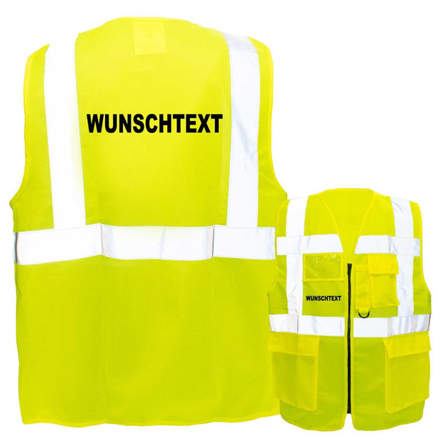 Korntex Multifunktionsweste mit Taschen, Reißverschluss und Wunschtextdruck in leuchtenden Farben