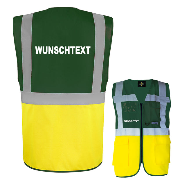Korntex Multifunktionsweste "Berlin" mit Taschen und Reißverschluss inkl. Textdruck // Wunschtext frei wählbar