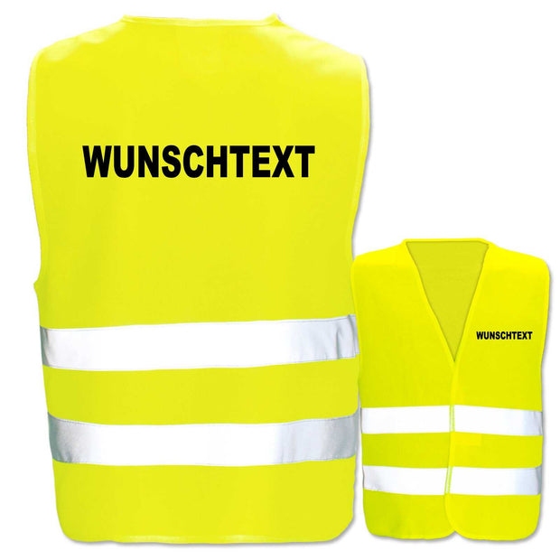 EasyMesh Wunschtext-Warnweste mit zwei Leuchtstreifen und Klettverschluss in Gelb und Orange