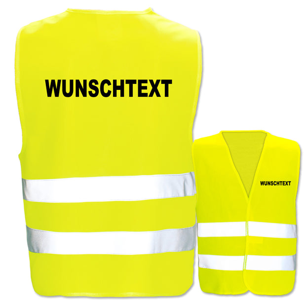 EasyMesh Warnwesten mit zwei Leuchtstreifen inkl. Textdruck // Wunschtext frei wählbar