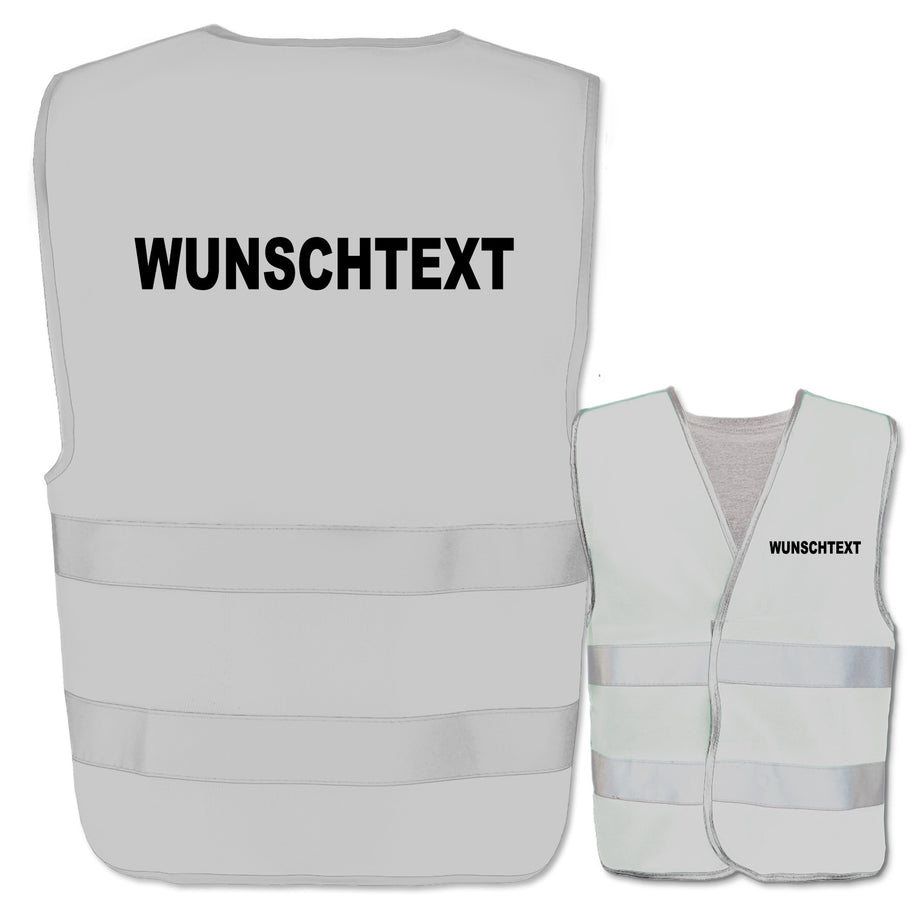 EasyMesh Warnwesten mit zwei Leuchtstreifen inkl. Textdruck // Wunschtext frei wählbar