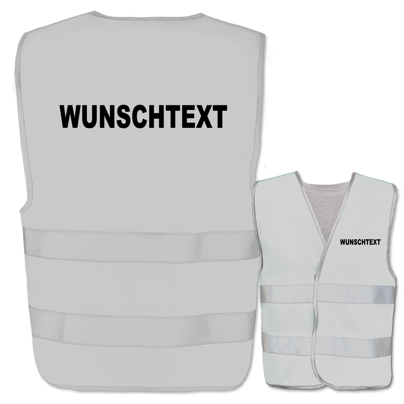 EasyMesh Warnwesten mit zwei Leuchtstreifen inkl. Textdruck // Wunschtext frei wählbar