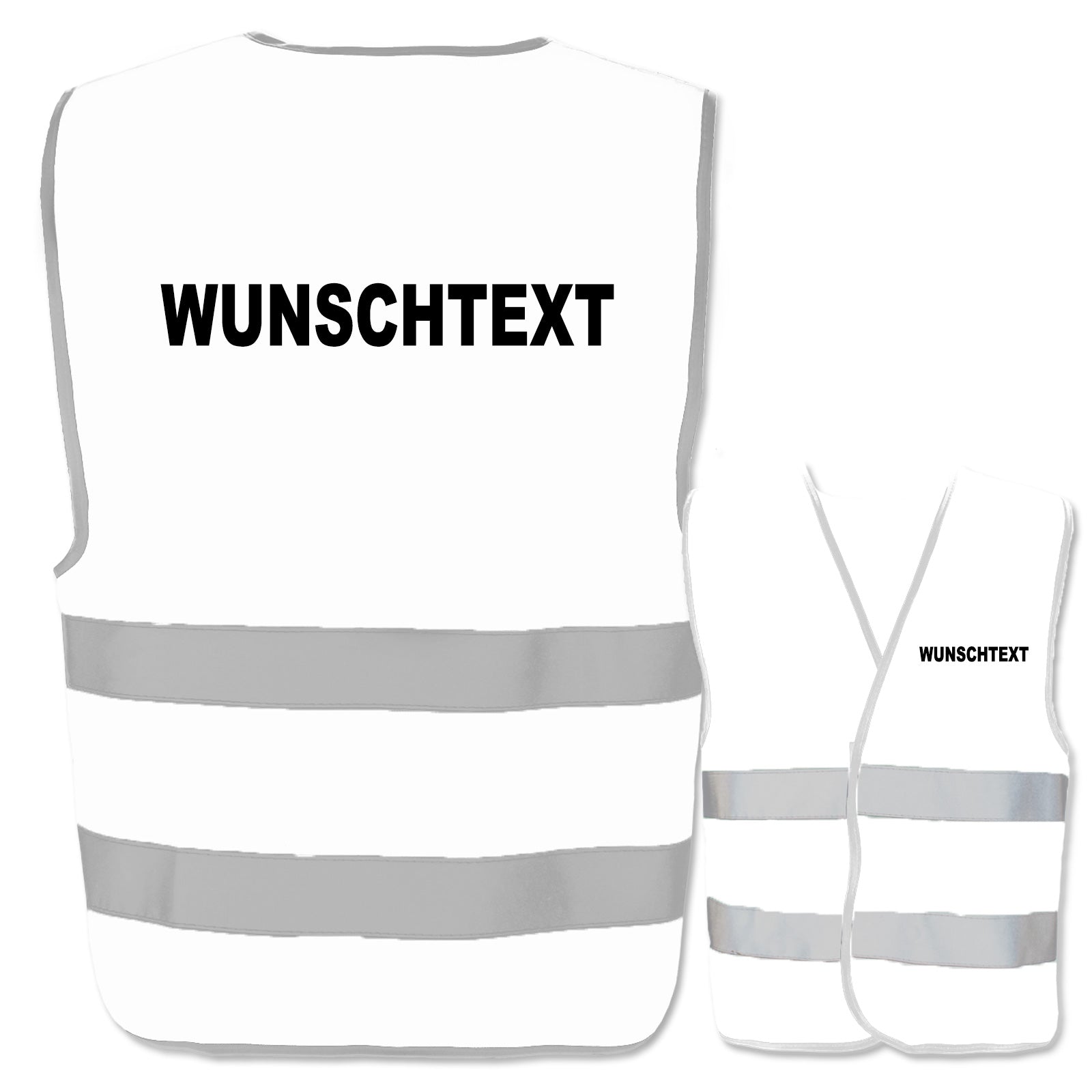EasyMesh Warnwesten mit zwei Leuchtstreifen inkl. Textdruck // Wunschtext frei wählbar