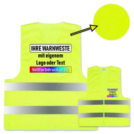 easyMesh PREMIUM Sommer MESH Warnweste EN20471 zertifiziert in leuchtendem Gelb mit optionalem Druck