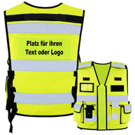 Tactical Weste Bonn aus dickem Stoff mit vielen Taschen, Patches, Flauschband und Reflexstreifen für Security und Einsatzkräfte