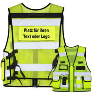 Mesh Tactical Weste „Sparta“ mit vielen Taschen und austauschbaren Patches, atmungsaktives Netzmaterial, ideal für Security und Einsatzkräfte.
