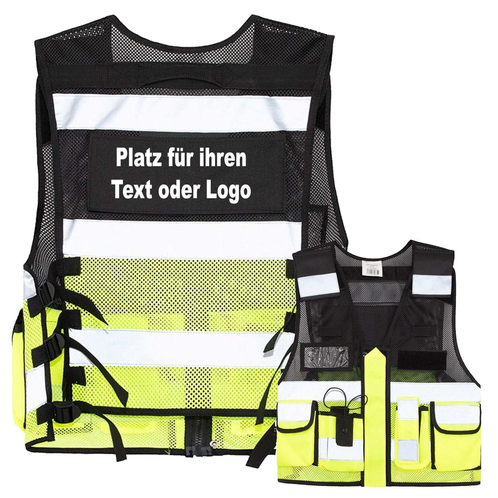 Mesh Tactical Weste „Sparta“ mit vielen Taschen und austauschbaren Patches, atmungsaktiver Netzstoff ideal für Security und Einsatzkräfte