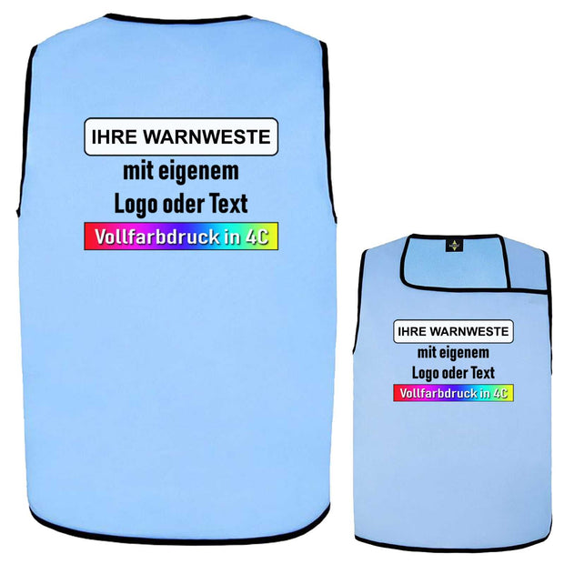 helle Warnweste „Sylt“ mit individuellem vollfarbigen Digitaldruck für Logo oder Text