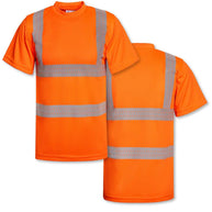 Korntex Hi-Vis T-Shirt in signal colors with segmented reflective stripes, certified safety shirt with optional custom printing