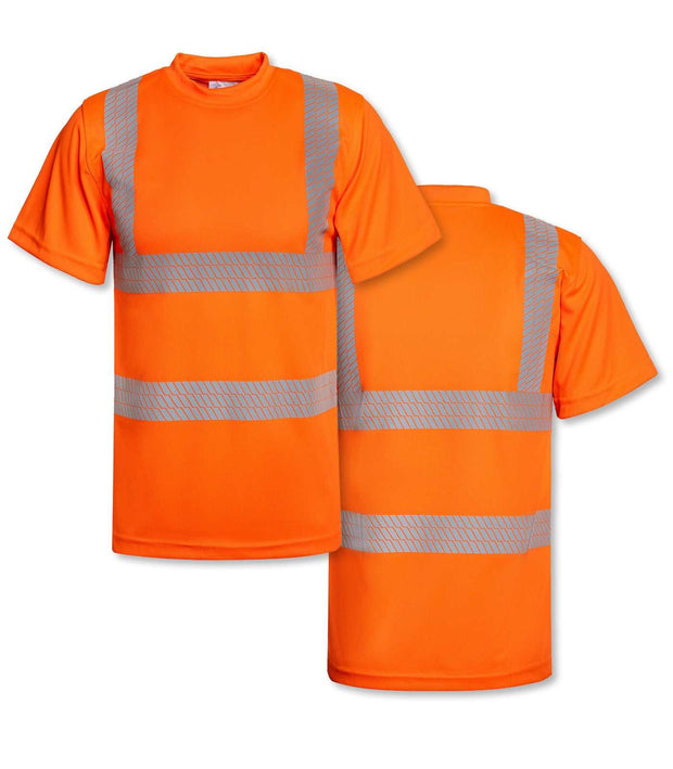 Hi-Vis T-Shirt von Korntex mit segmentierten Leuchtstreifen und optionalem Aufdruck in Signalfarben