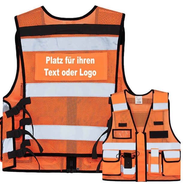Mesh Tactical Weste „Sparta“ mit vielen Taschen, austauschbaren Patches und reflektierenden Streifen, ideal für Security und Einsatzkräfte