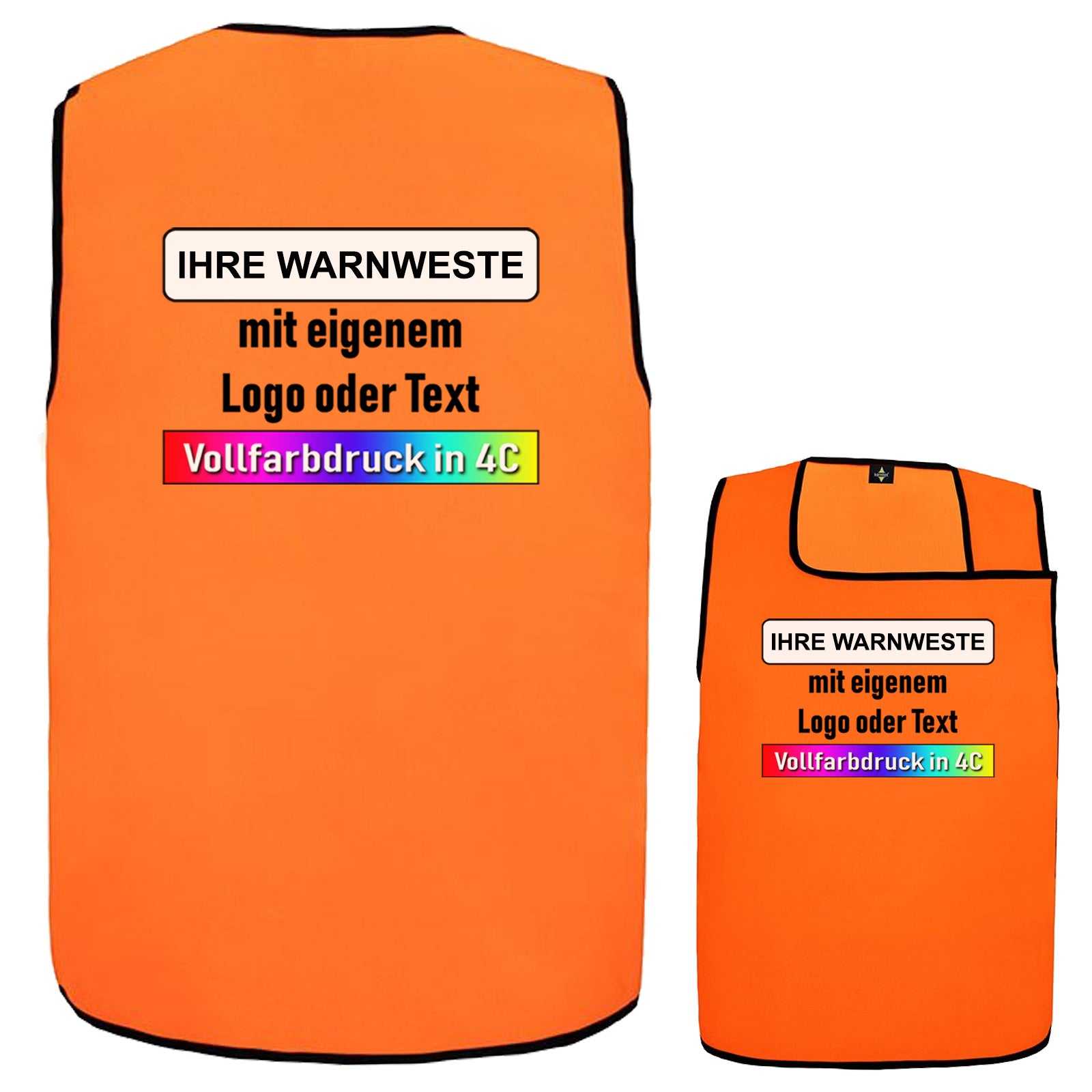Warnweste „Sylt“ orange Sicherheitsweste mit individuellem Vollfarbdruck für Logo oder Text