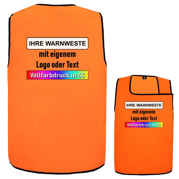 Warnweste „Sylt“ orange Sicherheitsweste mit individuellem Vollfarbdruck für Logo oder Text