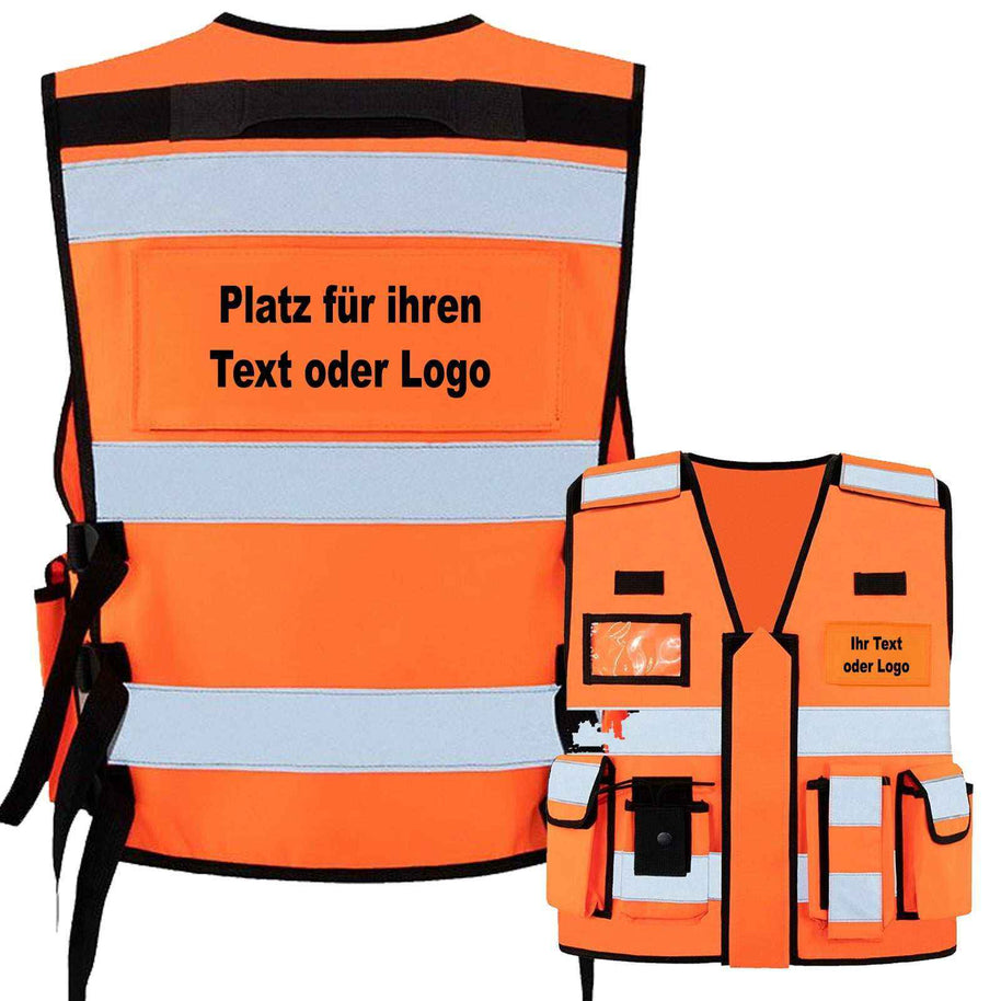 Orange Tactical Weste Bonn mit reflektierenden Streifen und individuellen Druckoptionen