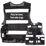 Mesh Tactical Weste „Sparta“ mit vielen Taschen, reflektierenden Streifen und austauschbaren Patches aus atmungsaktivem Mesh-Stoff für Security und Einsatzkräfte