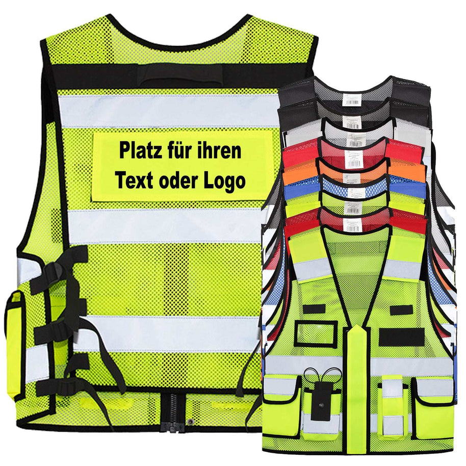 Mesh Tactical Weste „Sparta“ mit vielen Taschen, Netzstoff und optionalen Patches für Security und Einsatzkräfte