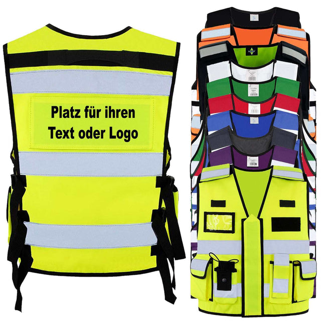 Tactical Weste Korntex Bonn aus dickem Stoff mit vielen Taschen, Patches und Flauschband, ideal für Security und Einsatzkräfte